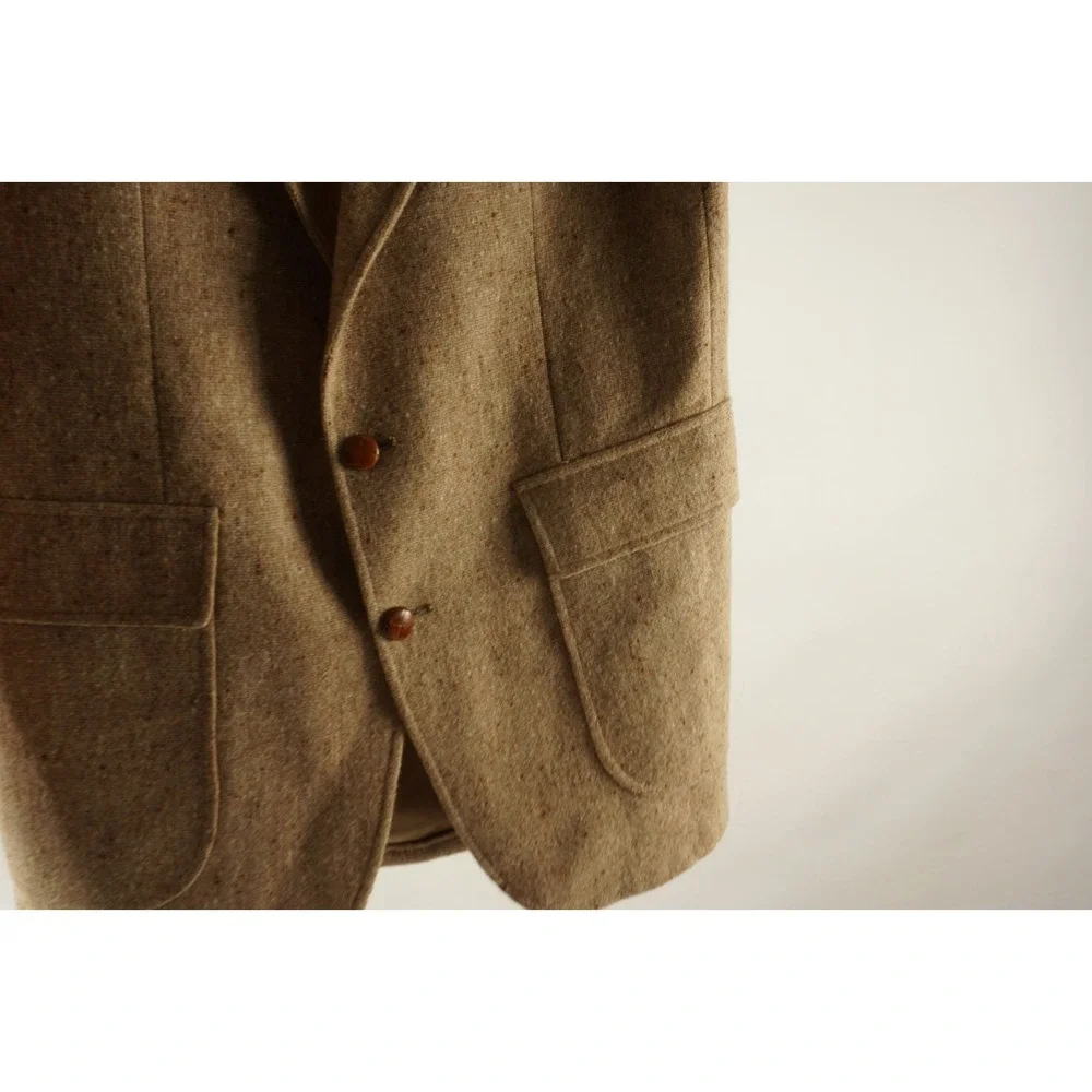 Vintage 1950s 1960s Atomic Fleck Hopsack Tweed Sport Coat Men's 42R Cream Shank